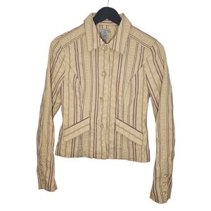 Mac & Jac women's tan and burgundy striped blazer jacket